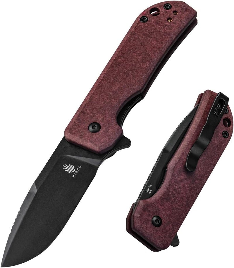 KIZER Nice Guy Pocket Folding Knife, 2.84" Nitro V Blade, Lightweight Sharp Camping and Hiking Tool, Comfort Richlite Handle, Liner Lock Flipper V3011A4 - Image 1
